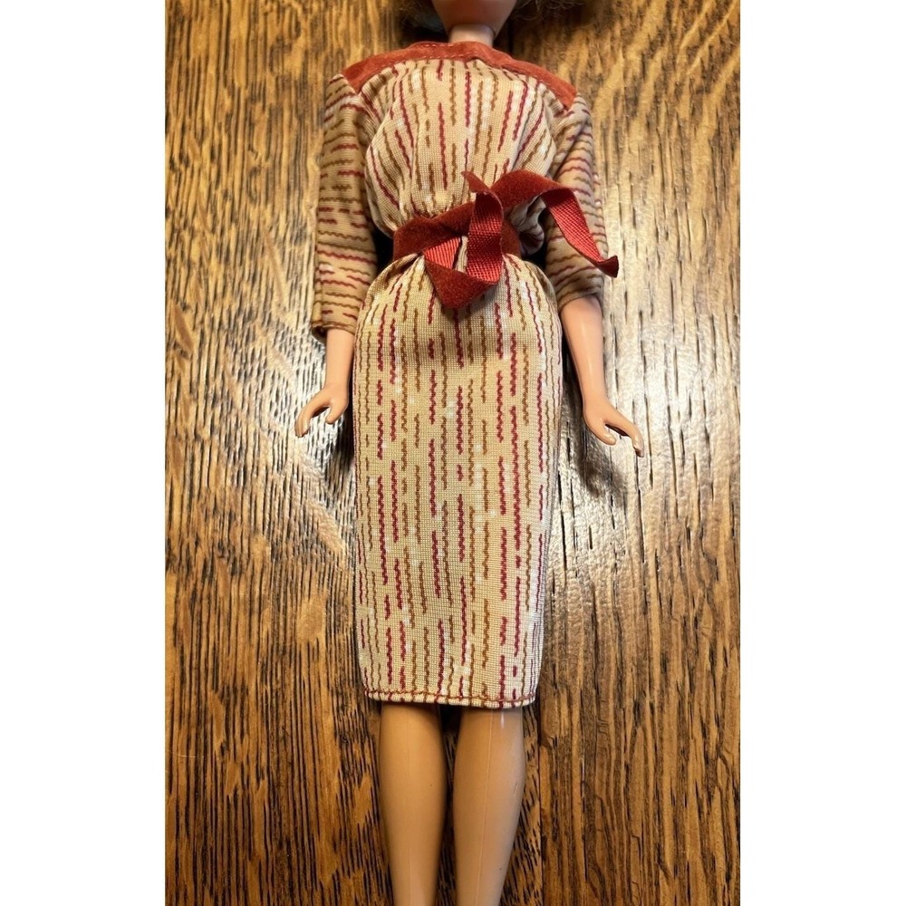 Vintage Barbie Dress 1978 Best Buy 1907 Mattel Superstar Era Tan Red Midi